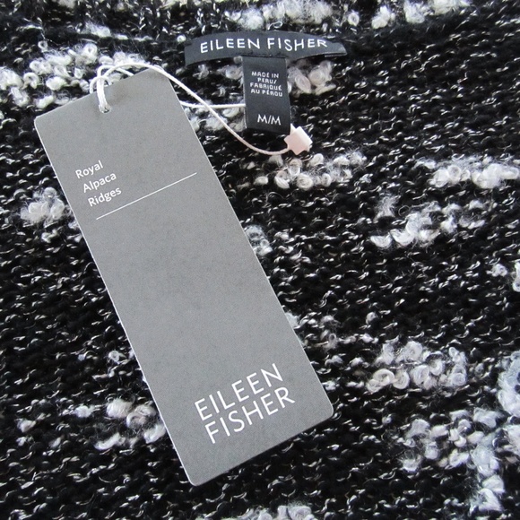 EILEEN FISHER Black/White Long Sweater Medium NWT - Picture 5 of 6